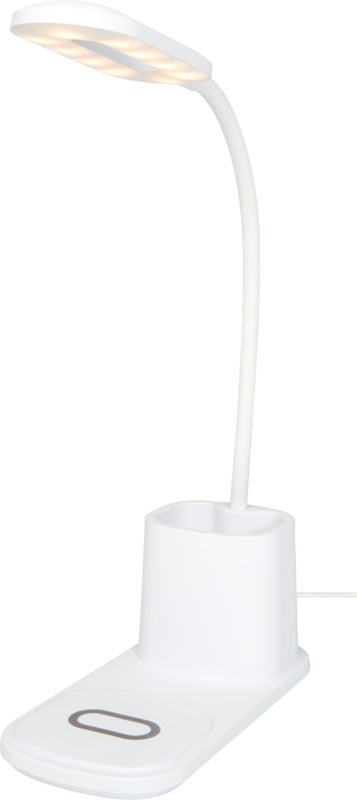 Kirkas pöytälamppu ja -järjestäjä langattomalla laturilla - Valkoinen - - SunBrandi Oy